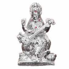 White Metal Goddess Saraswati God Idol 