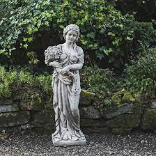 Very Large Flower Lady Garden Ornament Stone Cast Statue 