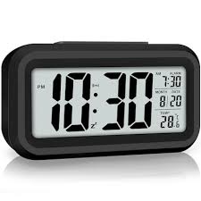 Black Plastic Lcd Display Digital Table Alarm Clock