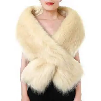 Womens Winter Fake Faux Fur Scarf Wrap Collar Shawl Shrug  