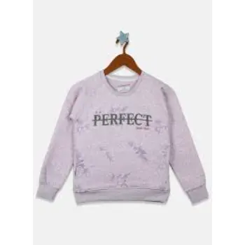Girls Purple Embroidered Sweatshirt