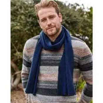 Mens Pure Cashmere Ribbed Scarf