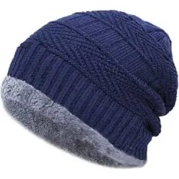 Woolen Men Blue Wool Cap, Winter