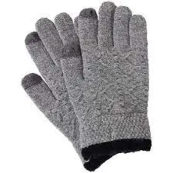 Gray Plain Ladies Woolen Hand Gloves