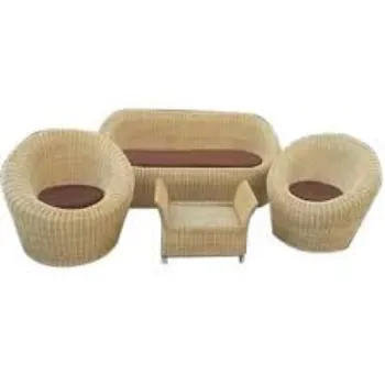 Shiny Finish Cane Sofa Set