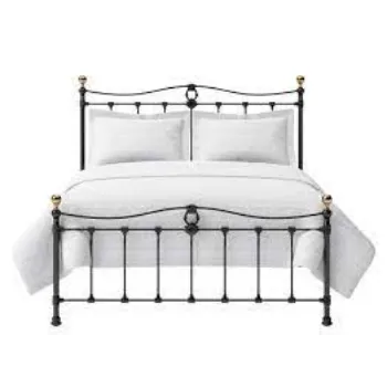 Shiny Finish Wrought Iron Double Bed