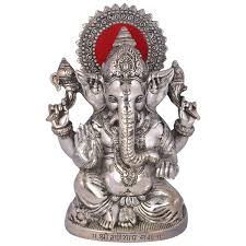 White Metal Ganesha Statue 