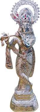 White Metal Krishna Statue 