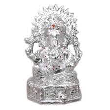 White Metal Ganesha Statue 