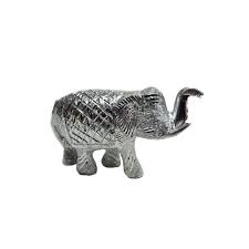 White Metal Elephant Statue 