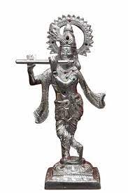 White Metal Krishna Statue 