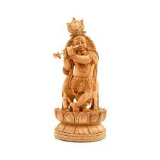 Wood Krishna Sculpture 