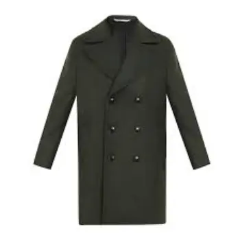 Ted Baker Men Dark Olive Overcoat With Leather 