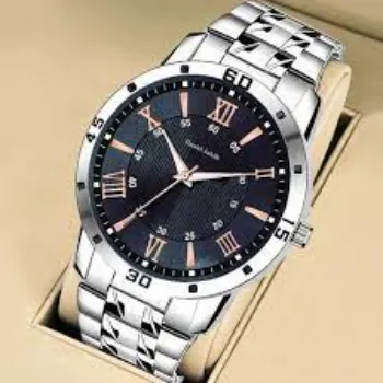 Daniel Jubile Analog Black Dial Silver Strap Chain Watch