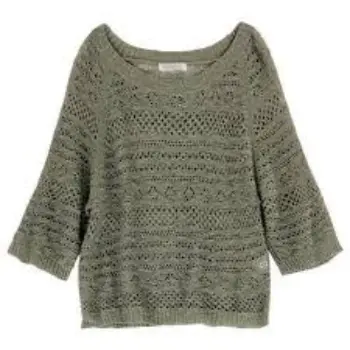 Grey Ladies Designer Round Neck Woolen Top 