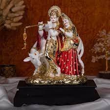 Radha Krishna Statue with Cow 