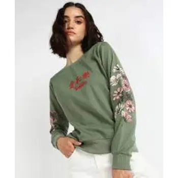 Full Sleeve Embroidered Women Sweatshirt