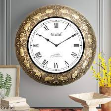 Craftel Brass Embossed Roman Dial Wall Clock