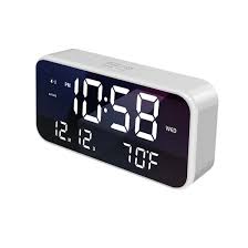 LED Digits Mirror Surface Display Digital Table Clock 