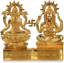 Laxmi Ganesh Gold Plated Statue  