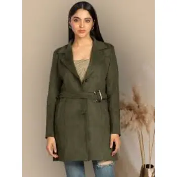 Moss Green Women Long Coat