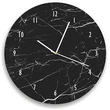 Black Marble Print Wall Clock
