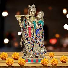 Brass Radha Krishna Statue