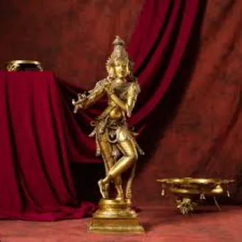 Golden Krishna Bronze Statue 