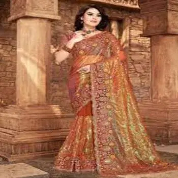  Ladies Embroidery Saree, 6.3 m (with blouse piece)
