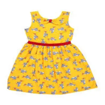 Cotton Yellow  Girls Frock