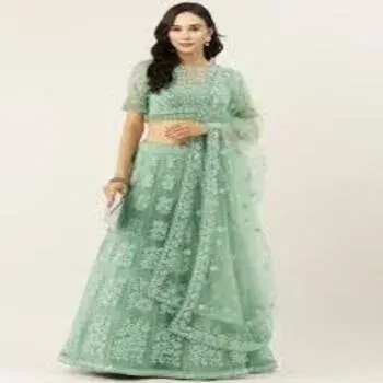 Ladies Embroider Sequine Lehenga Choli with Dupatta Semi Stitched.