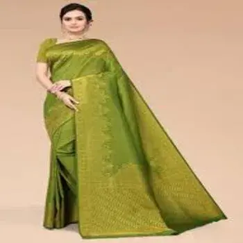 Womens Silk Blend Teal Green Woven Design Designer Saree