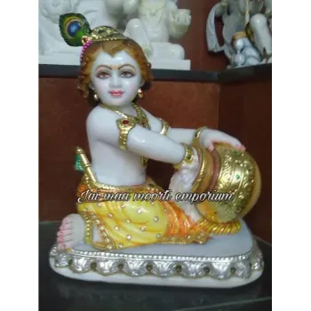 Krishna White Marble Statue 