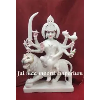 Durga White Marble Statue 