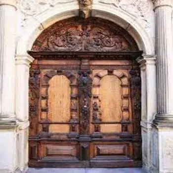 Exterior Antique Teak Wooden Door, 3x6 Feet, Brown