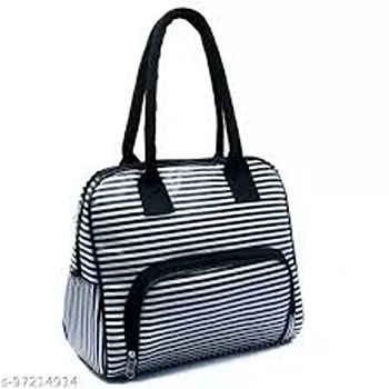 Black and White Strip Fabric ladies Bag