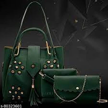 Shiny Green Color Bag For Ladies