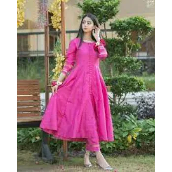 Pink Plain Anarkali Suit