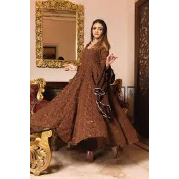 Fancy Brown Anarkali Suit