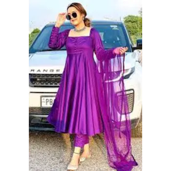 Plain Silk Anarkali Suit