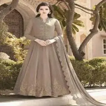 Brown Embroidered Anarkali Suit 