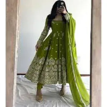 Green Georgette Anarkali Suit