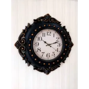 Exim Decor Black Plastic Analog Flower Antique Clock