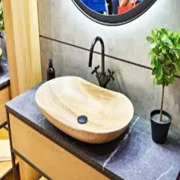 Round Polished Granite Bathroom Sink