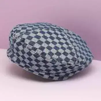Checked Beret Cap