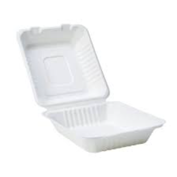 Square  White Biodegradable Container