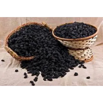 Elongated black raisins