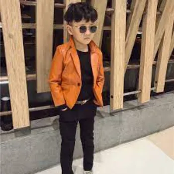 Boys Brown Leather Jacket