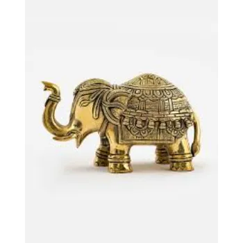 Tiny Trunk Up Brass Elephant Statue 