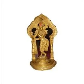  Golden Brass Krishna Statue